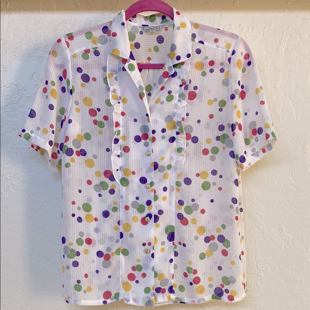 Vivi Multi-Color Polka Dot Sheer Blouse